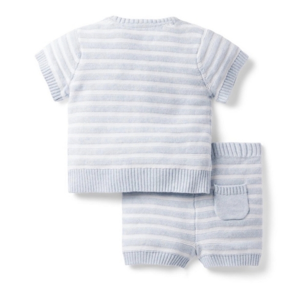NWT Janie and Jack Blue and White Baby Striped Sweater Matching Set - Picture 2 of 7